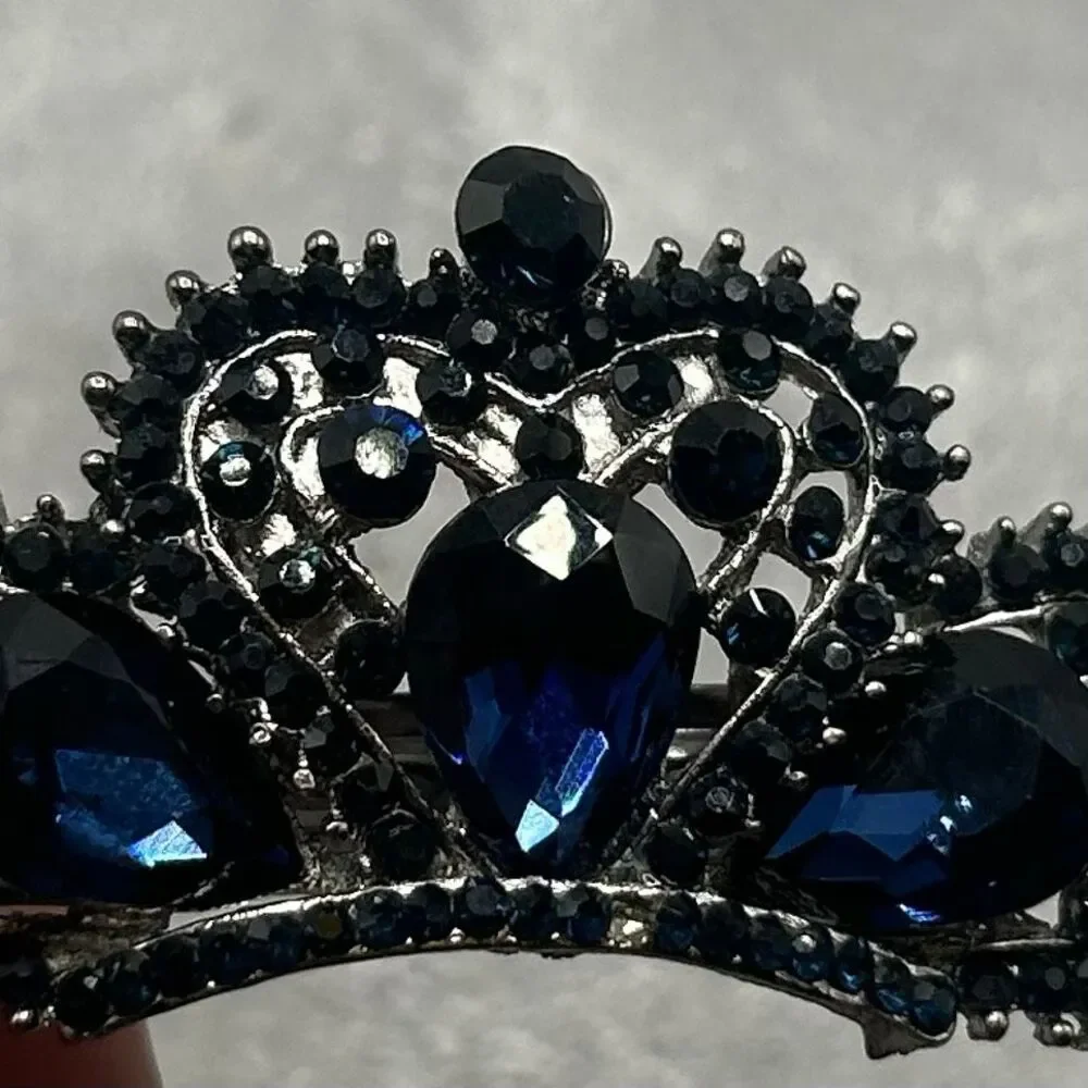 Navy Blue Rhinestones Barrette Hair Clip Accessory